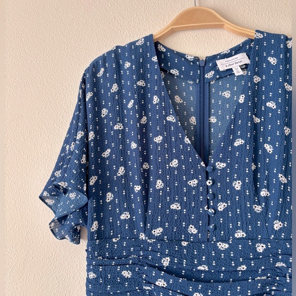 & OTHER STORIES Blue Floral White Polka Dot Flared Mini Summer Dress Size 10 - Picture 8 of 10